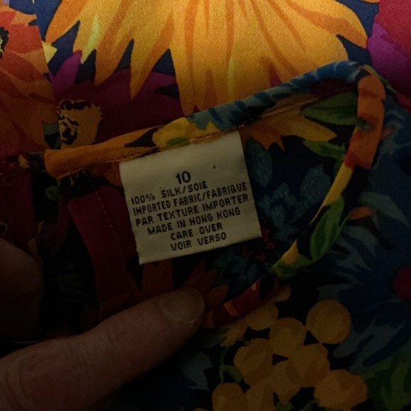 Vintage Anne Klein II Silk Floral Blouse | Bold Sunflower Print Top - Picture 3 of 10